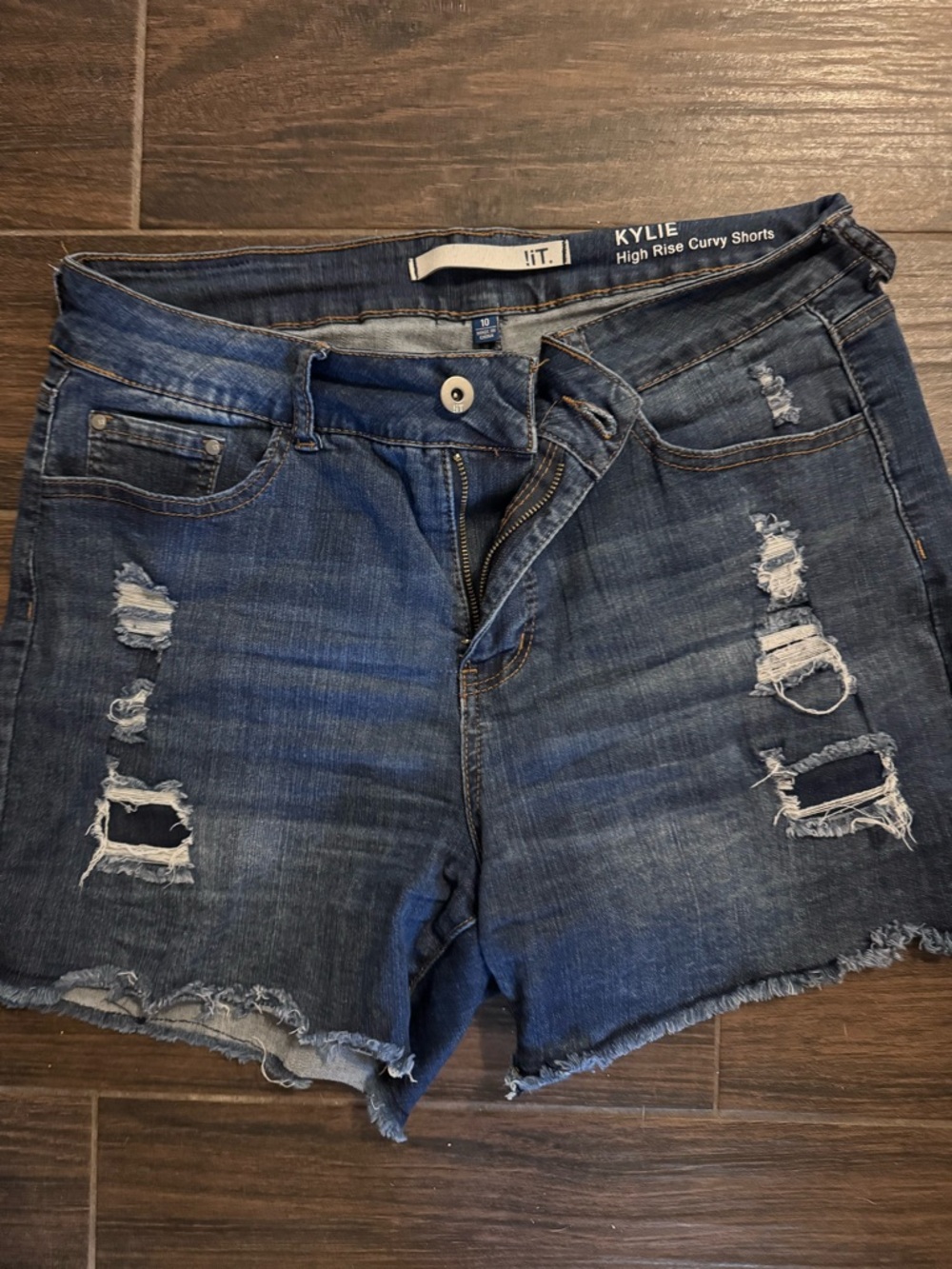 !it jeans Kylie High Rise Curvy Shorts - Dark Blue Wash